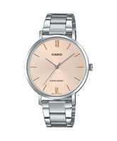 Casio, Women’s Watch Analog, Peach Dial Stainless Steel Band, LTP-VT01D-4BUDF